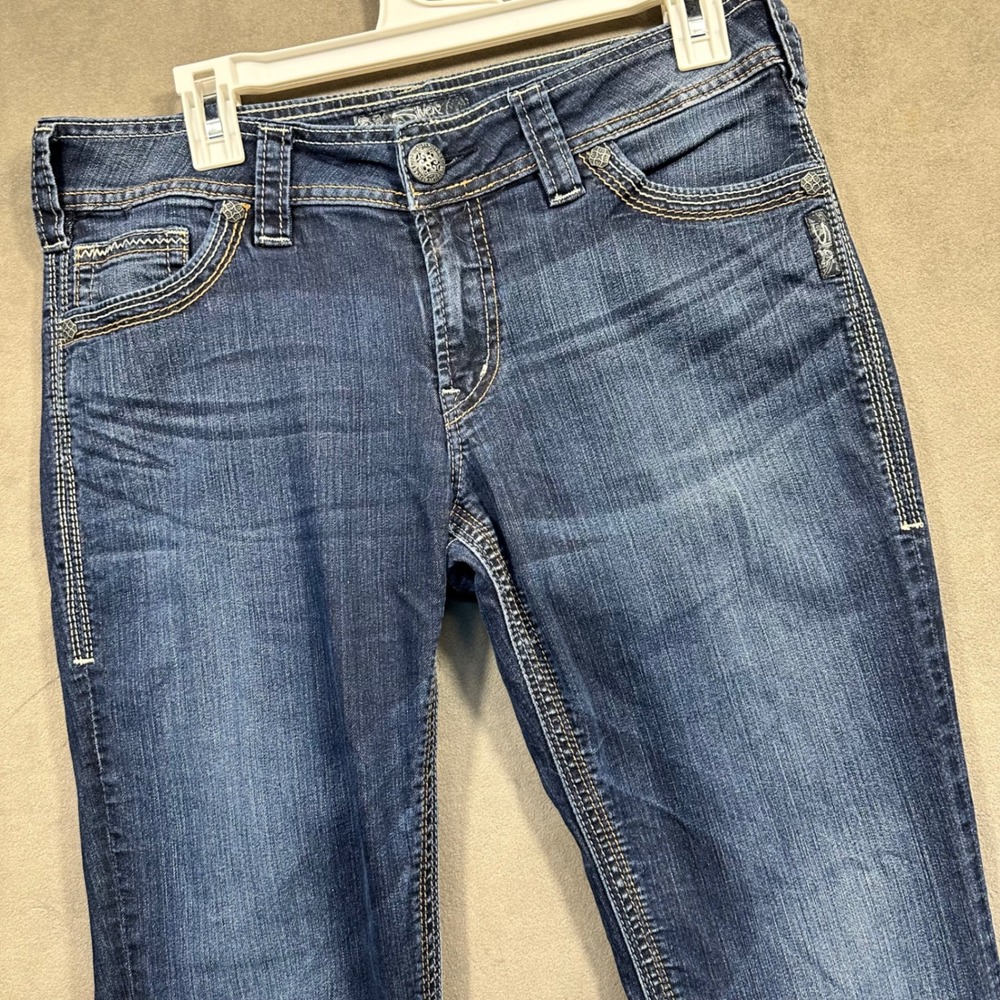 Silver Jeans Co Suki Jeans Women 28 Dark Wash Bootcut Flap Pocket‎ Excellent
